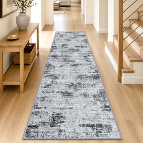 Hallway Runner Rug 2x8 Textured Non Slip Carpet Runner, Dark Gray by TTelephant