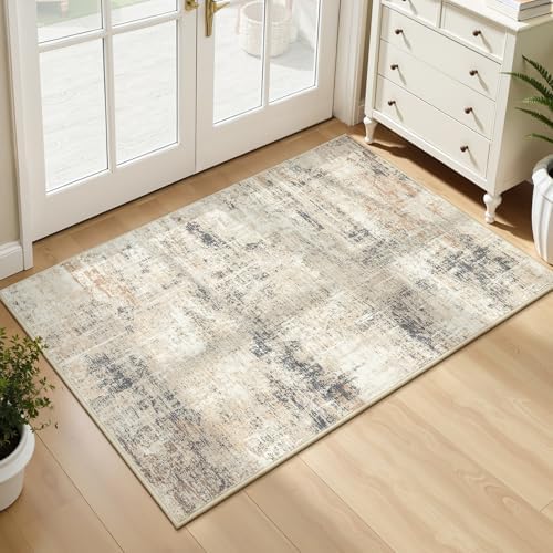 2x4 Area Rugs for Entryway Bathroom, Abstract Kitchen Mats for Floor,Gold by Lofus