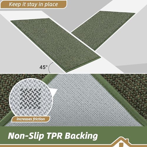 BEQHAUSE Dirt Trapper Door Mat 24" x 60", Non-Slip Washable Doormats, Green - Image 6