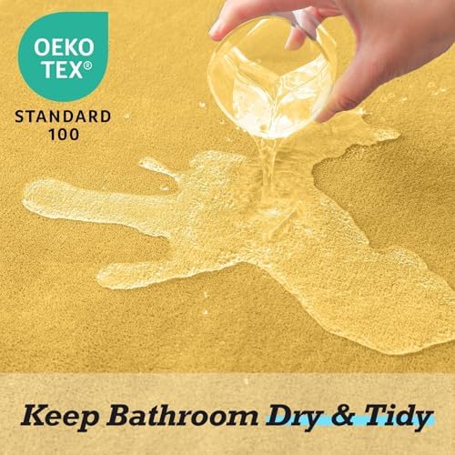 HUXMEYSON Bathroom Rugs Sets 2 Piece, Non-Slip & Quick Dry Bath Mat Set, Ultra Soft Velvet Bath Rugs for Bathroom, Toilet and Shower Floor, Yellow - Image 4