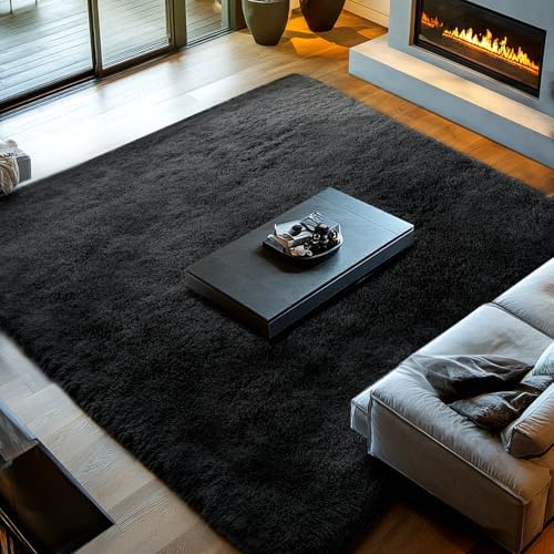 10x14 Black Carpet for Living Room – Extra Large Shag Rug - Image 3