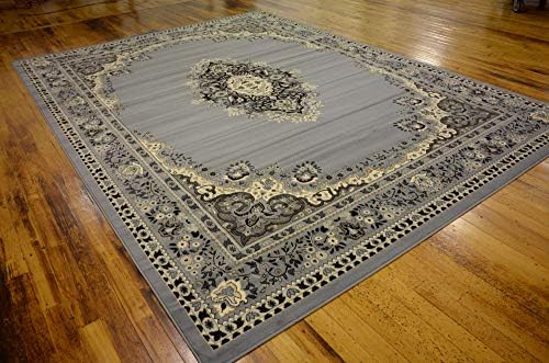 Unique Loom Reza Collection Traditional Persian Style Area Rug, 9 ft 10 in x 13 ft, Gray/Ivory - Image 2