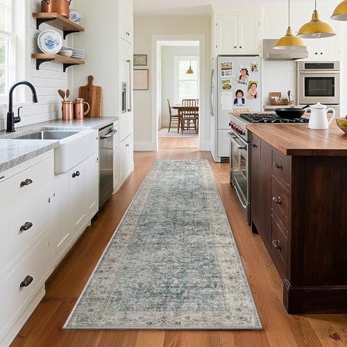 Washable Kitchen Rug Runners for Hallways: 2'x10' Bedroom Rug with Non Slip Backing Low-Pile Soft Indoor Floor Carpet Runner for Indoor Entryway Hallways Kitchen Laundry Room Farmhouse by palohom