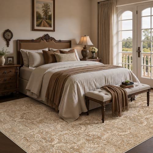 5x7 Area Rugs Living Room: Washable Vintage Floral Rug for Bedroom - Image 2