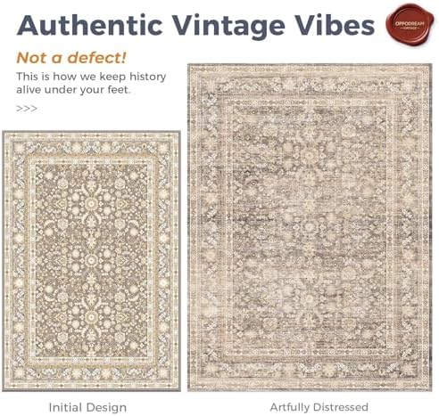 OPPODREAM Vintage Beige Area Rugs 2x12, Washable Rug for Living Room - Image 3