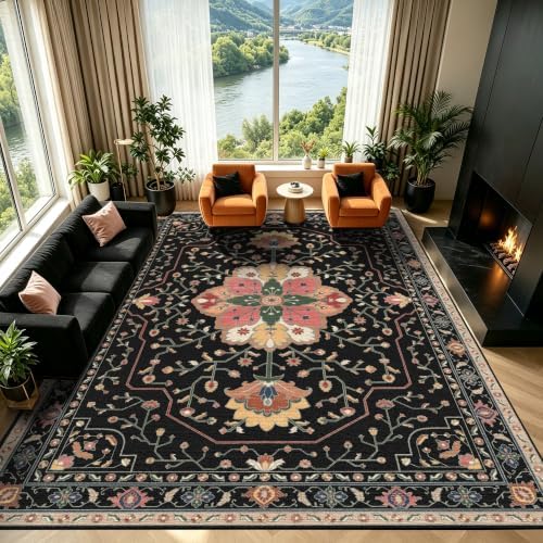 YARNSCAPE 9' x 12' Machine Washable Area Rug, Non-Slip Low-Pile Carpet by YARNSCAPE