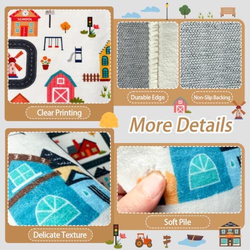 5'x7' Kids Car Play Rug, Kids Road Playmat Rug for Toy Cars, Educational Town City Map Washable Carpet for Boy Playroom Bedroom, Safer Car Track Play Mat for Children - Non Slip, 60"x84" - Image 2