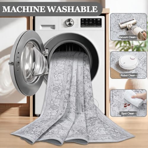5x7 Washable Area Rugs for Bedroom Grey Non-Slip Rug - Image 5