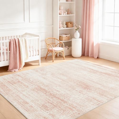 Pink Washable Rugs 6x9 Area Rugs for Living Room,Bedroom,Nursery,Carpet by Srugn