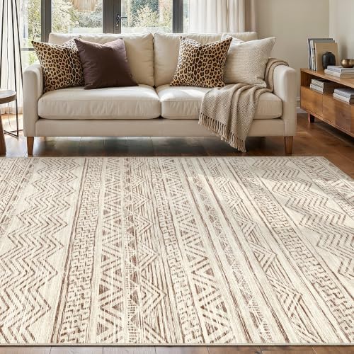 Ksrau 6x8 Area Rug Washable Moroccan: Non Slip Living Room Floor Mat Beige by Ksrau