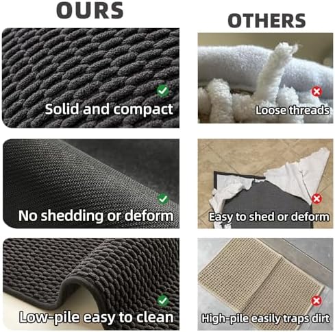 TYUU Black Bathroom Runner Rug, Long Bath Mat Washable Thin Quick Dry Low Pile Bathroom Runner Rugs 24 x 60 Non Slip, Black 24''x60'' - Image 6
