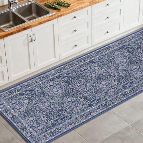 2'6" x 8' Runners Rug for Hallway Washable Soft Carpet (Blue) - Image 4