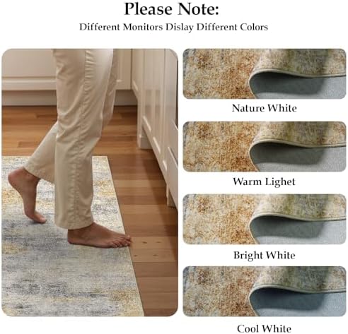 3x4 Area Rug Washable Abstract: Non Slip Entryway Floor Mat Grey/Yellow - Image 7