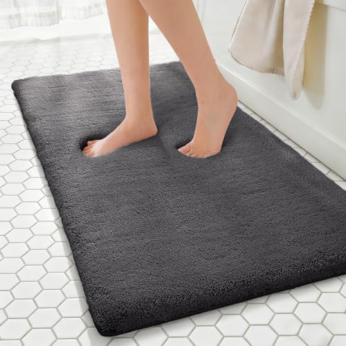 MINIDEAR Bathroom Rugs 47x17 Volcanic Gray - Thick Memory Foam Bath Mat, Ultra Soft & Plush Fluffy, Non-Slip, Quick Dry, Absorbent Washable Floor Microfiber Mat for Tub, Home Decor Accessories by MINIDEAR