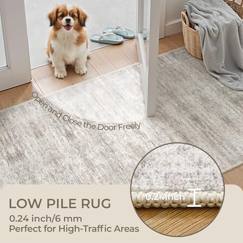 2x6 Runner Rug Non Slip,Washable Hallway Runner Rug,Taupe - Image 6