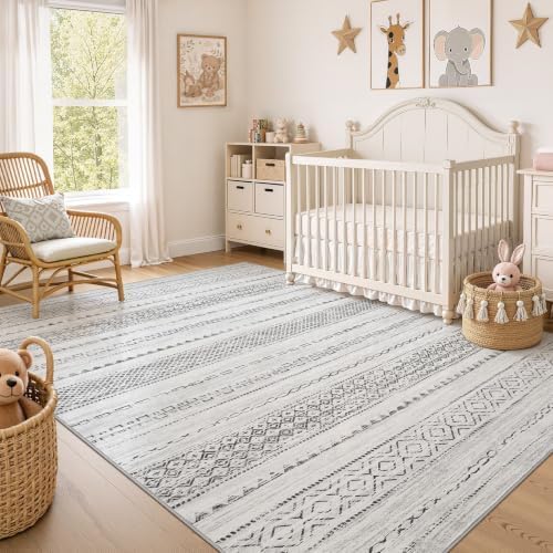 Nakagishi Boho 10x12 Area Rug Living Room Rugs Machine Washable Gray - Image 7