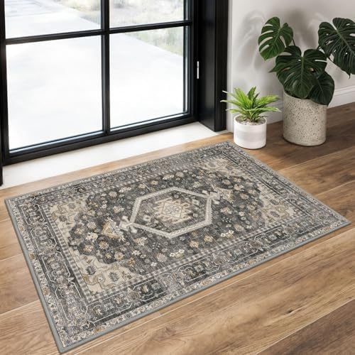 KUTA Vintage Entryway Rugs Indoor Hazel Washable Rug 2x3 Floral Doormat by KUTA