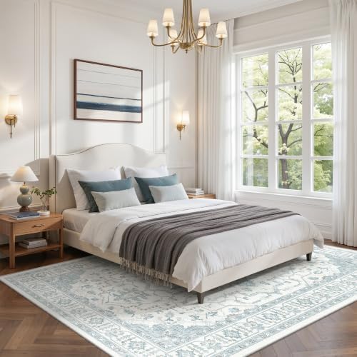 befbee 6x9 Washable Area Rug, Non Slip Rug for Living Room Blue - Image 3