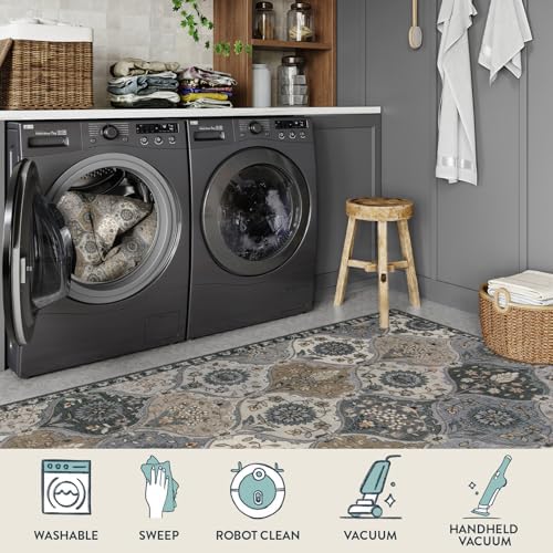 Lahome Moroccan Area Rug, 2x3 Entryway Rug Washable Grey Indoor Door Mat - Image 3