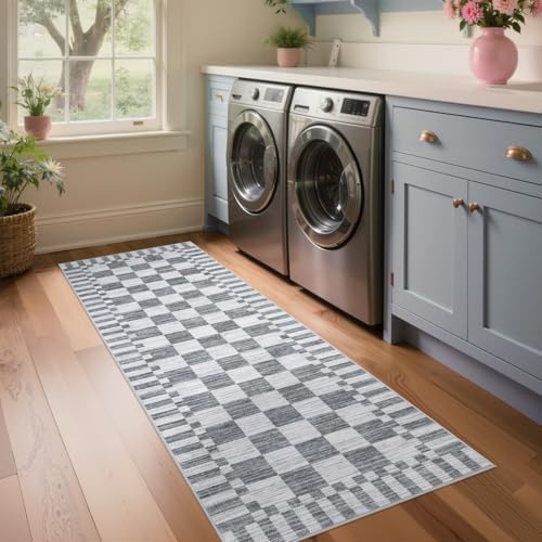 GarveeHome 2x8 Checkered Kitchen Runner Rug for Hallway Non Slip Washable - Image 3