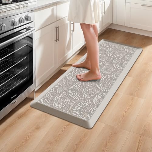 Mattitude 4/5 Inch Kitchen Mat, 17.3x39in Heavy Duty Ergonomic Comfort Foam Standing Desk Mat, Waterproof Non-Slip Standing Mats and Rugs for Kitchen, Office, Khaki by Mattitude