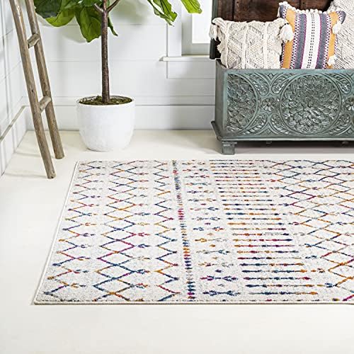 JONATHAN Y Boho Vintage Diamond Cream/Multi Indoor Area Rug 3X5 ft, Moroccan Hype for Living Room, Bedroom, Kitchen, Office, Easy-Cleaning, High Traffic, Pet-Friendly, Non-Shedding (MOH101H-3) - Image 3