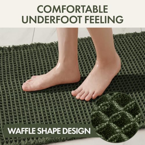 MIULEE Christmas Hunter Green Set of 2 Waffle Bathroom Rugs 17"x24"+18"x30" - Image 4