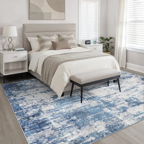 LOONGRUG 6x9 Area Rug Washable Neutral Modern Rug for Living Room Navy Gray - Image 4
