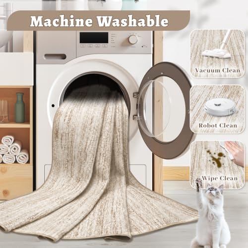 Area Rug 8x10 Living Room Rugs: Washable Modern Rug Large Non-Slip Soft Rugs Stain Resistant Printed Rug Indoor Carpet for Bedroom Kitchen Dining Room Nursery Playroom Home(Brown, 8'x10') - Image 4