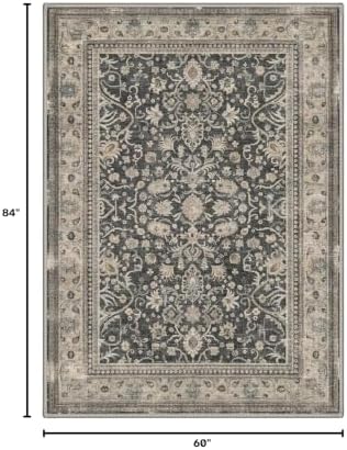 Bavni 5X7 Area Rug for Living Room, Washable Boho Oriental Floral Non Slip - Image 2