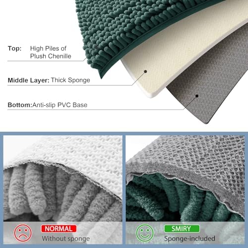 Smiry Luxury Chenille Toilet Rugs U-Shaped 20x20, Soft Absorbent Non-Slip Contour Bathroom Rugs for Toilet, Machine Washable Contoured Bath Mats, Green - Image 5