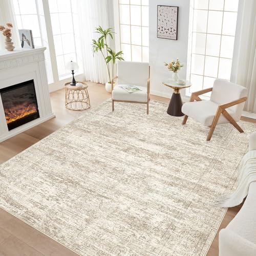 DMOYEST Area Rug Living Room Rugs - 10x14 Abstract Large Soft Indoor Washable Rug Neutral Modern Low Pile Carpet for Bedroom Dining Room Farmhouse Home Office - Vintage Beige by DMOYEST