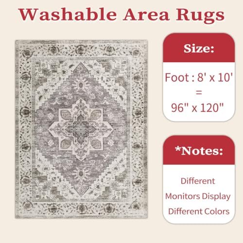 SERISSA 8x10 Washable Non Slip Boho Area Rug for Living Room，Earth Tone - Image 2