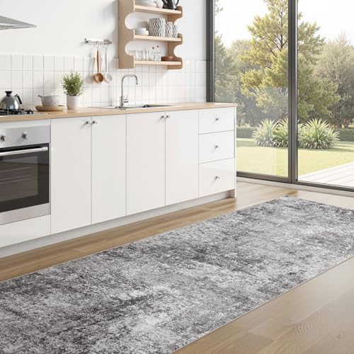DMOYEST 3x10 Washable Runner Rug for Hallway: Soft Neutral Modern Abstract Low Pile Rug Indoor - Carpet for Bedroom Dining Room Kitchen Entryway - Grey - Image 5