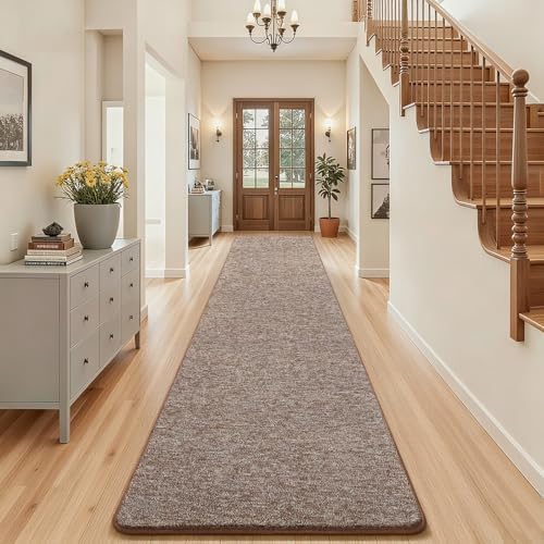 AROGAN 2x10 Runner Rug for Hallway, Long Runner Rugs Non Slip, Matte Brown by AROGANAREARUG