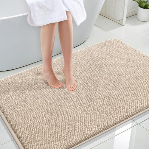 OLANLY Memory Foam Large Bathroom Rugs 44x32, Absorbent Bath Mat, Beige by OLANLY