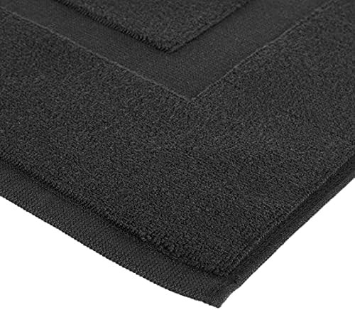 Amazon Basics Banded 100% Cotton Machine Washable Bathroom Bath Rug Mat, 31" x 20", Black - Image 5