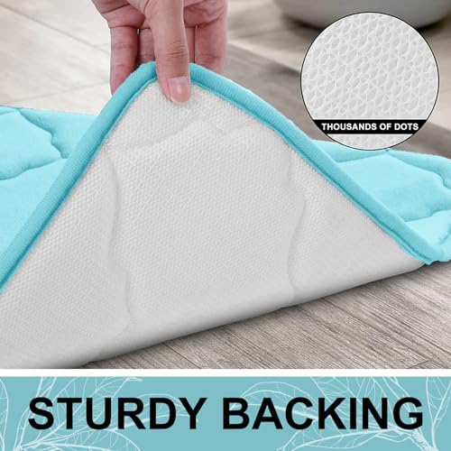 OLANLY Memory Foam Bath Mat Rug 30x20, Ultra Soft Bathroom Rugs, Sky Blue - Image 4