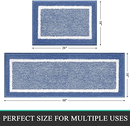Pauwer Bathroom Rugs Sets 2 Piece, Non Slip Washable Bath Mat, Blue - Image 2