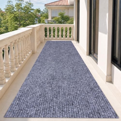 DAKKIONY Ribbed Runner Rug, Non-Slip Rubber Backing, Gray, 2 x 6 Ft by Unknown