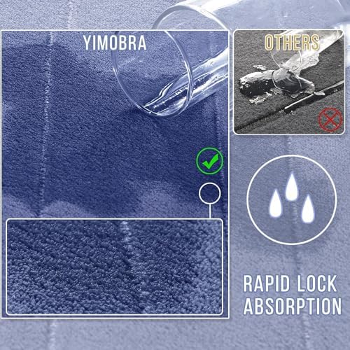 Yimobra Memory Foam Bath Mat, Super Soft Absorbent Bathroom Rug Non Slip 31.5x20 Inch, Quick Dry, Machine Washable Floor Carpet for Tub Shower, Home Decor Accessories, Navy Blue - Image 4