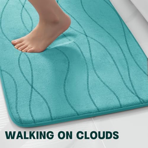 YIHOUSE Bathroom Rugs Set 5 Piece, Memory Foam Bath Mat Teal - Image 5