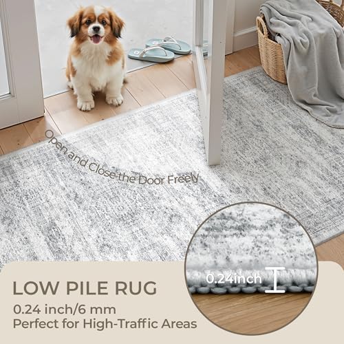 3x14 Runner Rug Non Slip,Washable Hallway Runner Rug,Grey - Image 6