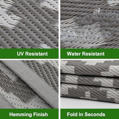 RURALITY Outdoor Rugs 6x9 Feet for Patios Clearance,Plastic Straw Waterproof Mats for Backyard,Porch,Deck,Balcony,Coffee&Beige - Image 4