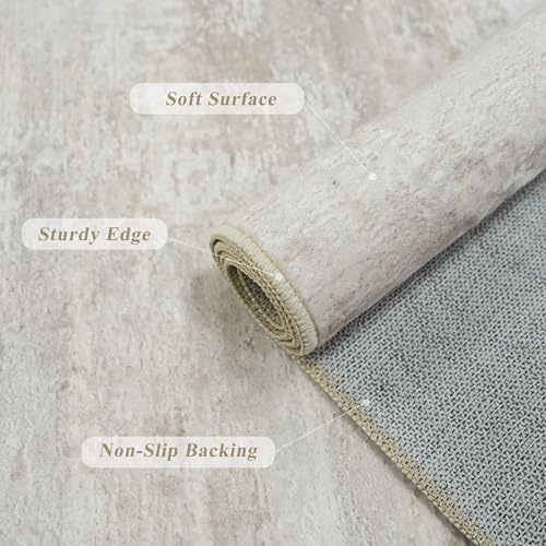 2x8 Rug Runners for Hallways: Washable Non Slip Kitchen Entryway Carpet Soft Low Plie Rugs for Laundry Bedroom Indoor Foldable Modern Abstract Home Decor Floor Mat for Bathroom 2x8 Beige - Image 5