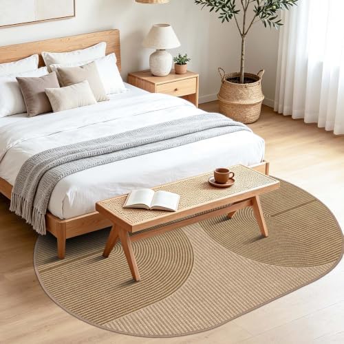 Easy Jute Rug for Pet Homes: Oval Rugs 4x6 - Geometric Arch Pattern - Image 3