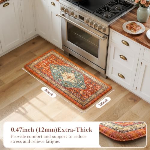 Collive Anti Fatigue Kitchen Mats, Boho Cushioned Kitchen Rugs, 20"x39" - Image 2