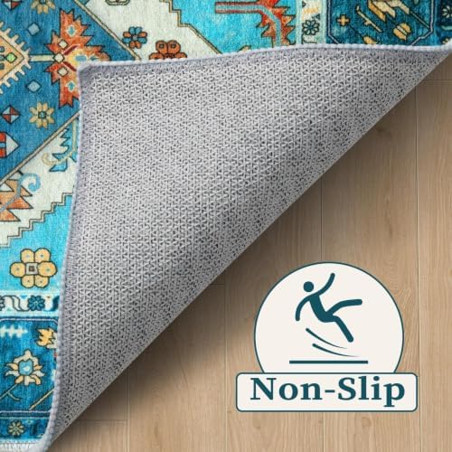 SERISSA 2x4 Washable Non Slip Boho Runner Rug for Entryway，Blue - Image 4