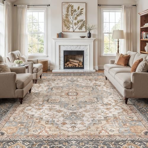 EIEIHOUSE Washable 12x15 Area Rugs for Living Room Forest Green Orange by EIEIHOUSE