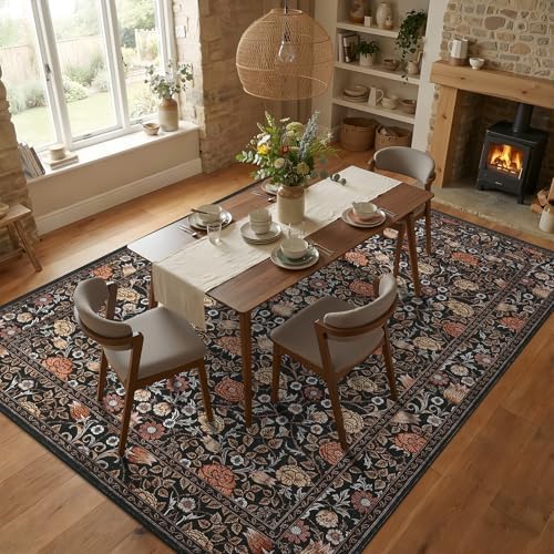 GarveeHome Dark Brown Floral 6x9 Area Rug for Bedroom Living Room - Image 4